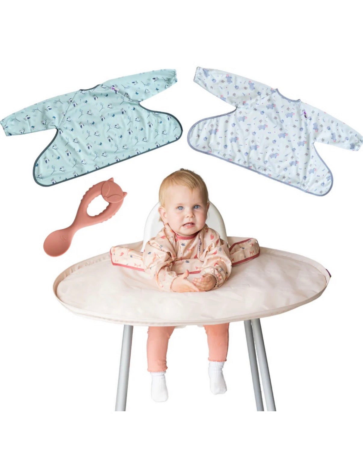 英國 Tidy Tot Bib & Tray Kit 飯衣連托盤套裝 (3件套裝) +矽膠匙羹套裝