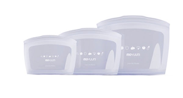Moyuum Standing Silicone Zipper Bag 3-Piece Set (Small + Medium + Large) 站立式矽膠拉鍊袋三件裝（小+中+大）
